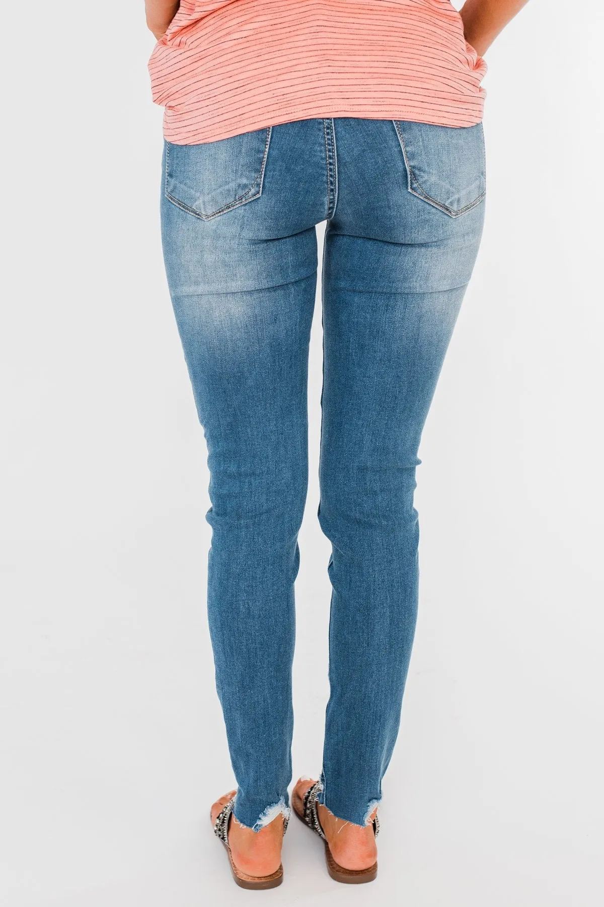 C'est Toi Distressed Button Fly Skinnies- Medium Emily Wash