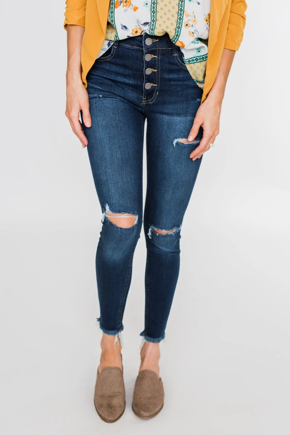 C'est Toi Distressed Skinny Jeans- Jade Wash