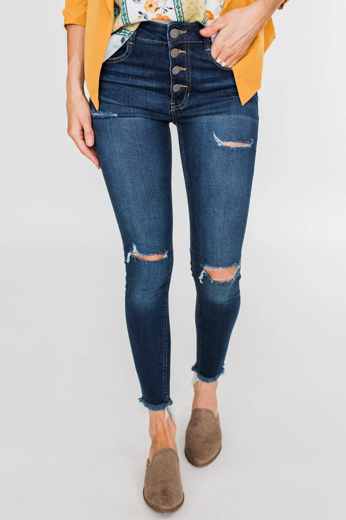 C'est Toi Distressed Skinny Jeans- Jade Wash