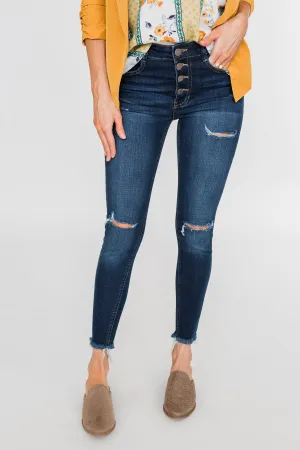 C'est Toi Distressed Skinny Jeans- Jade Wash