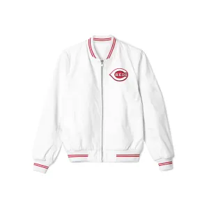 Cincinnati Reds White Bomber Jacket – Lightweight Outerwear with Classic Team Logo
