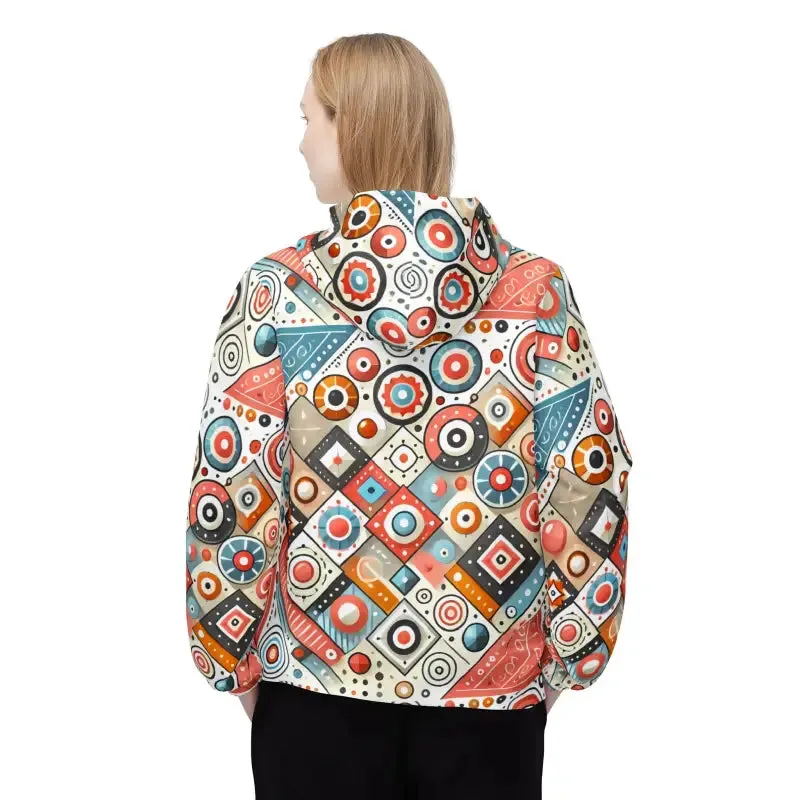 Colorful Abstract Geometric Windbreaker Jacket Kids