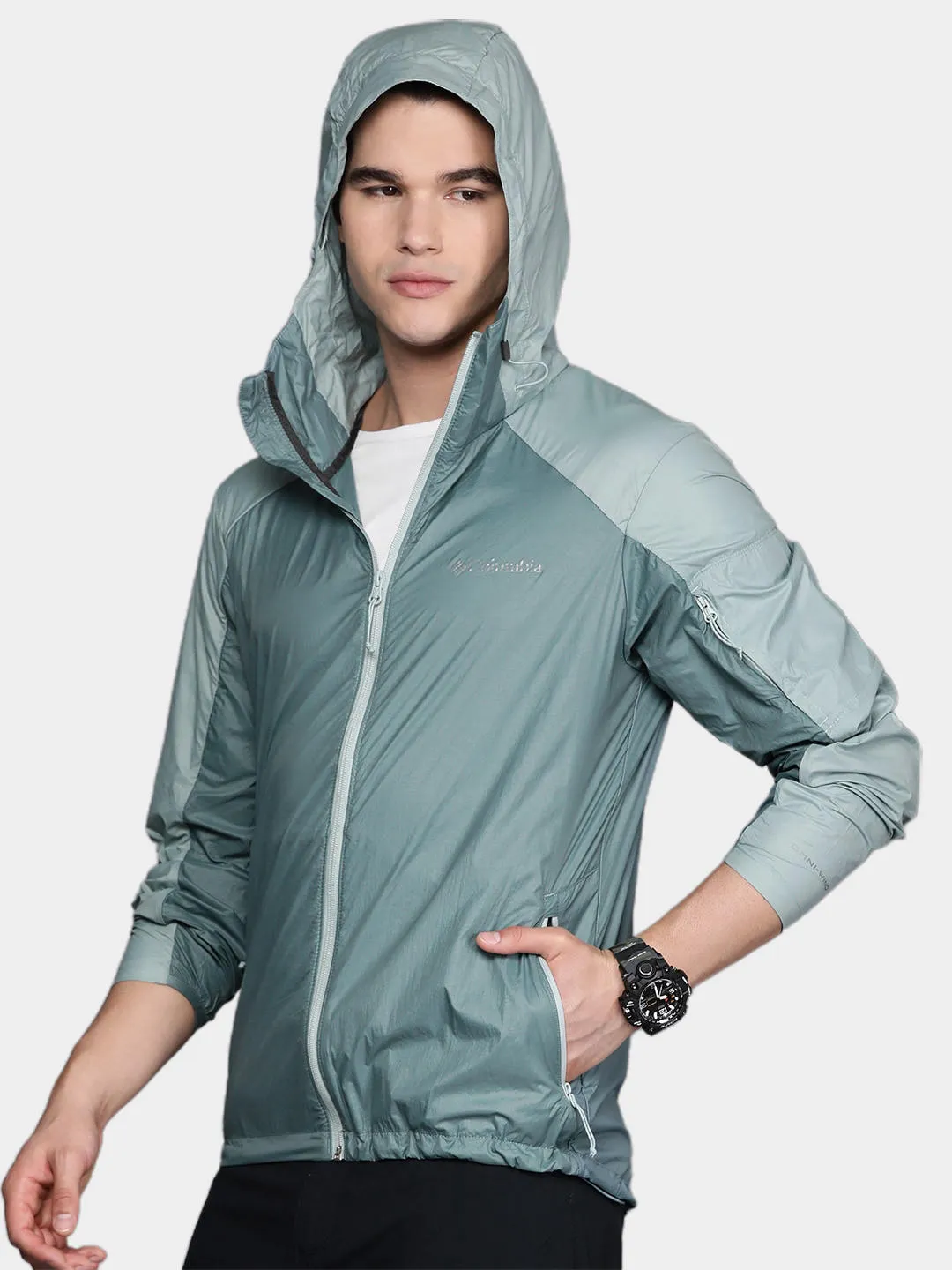 Columbia Men Green Loop Trail Windbreaker Rain Jacket