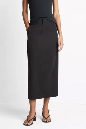 Cotton Low-Rise Straight Trouser Skirt in Black