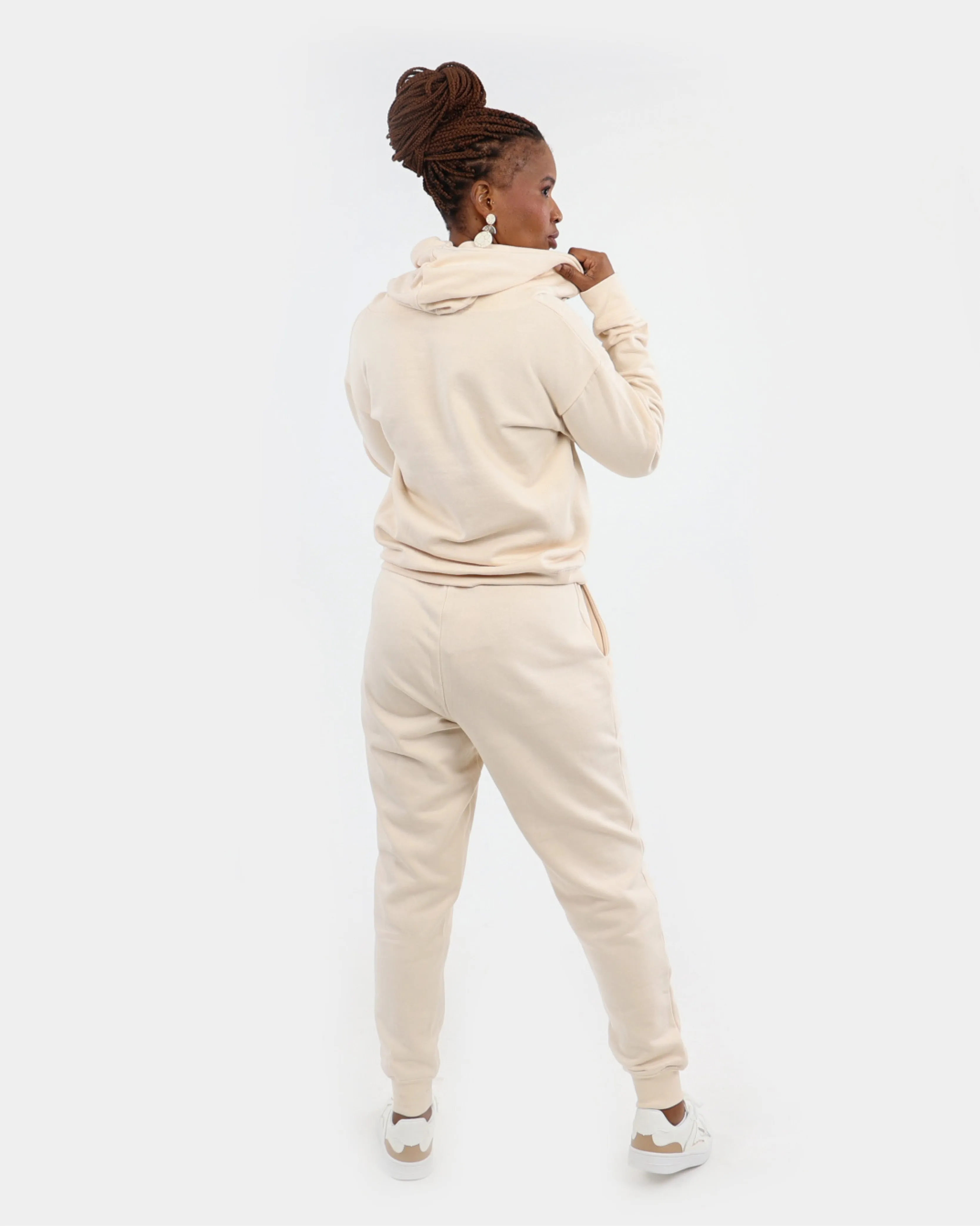 Cream Embroidered Joggers