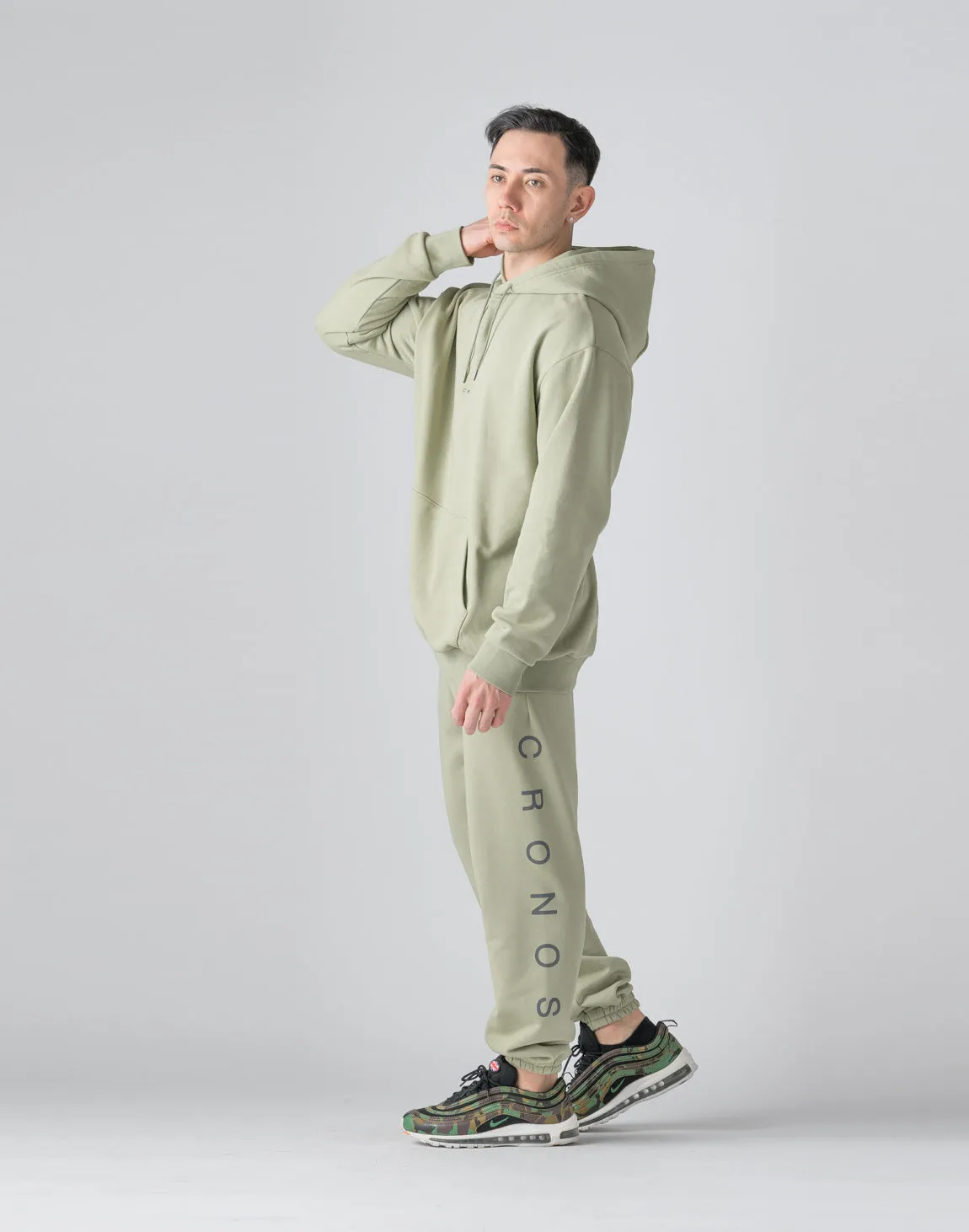 CRONOS Reflector Print Sweat Long Pants【SAGE】