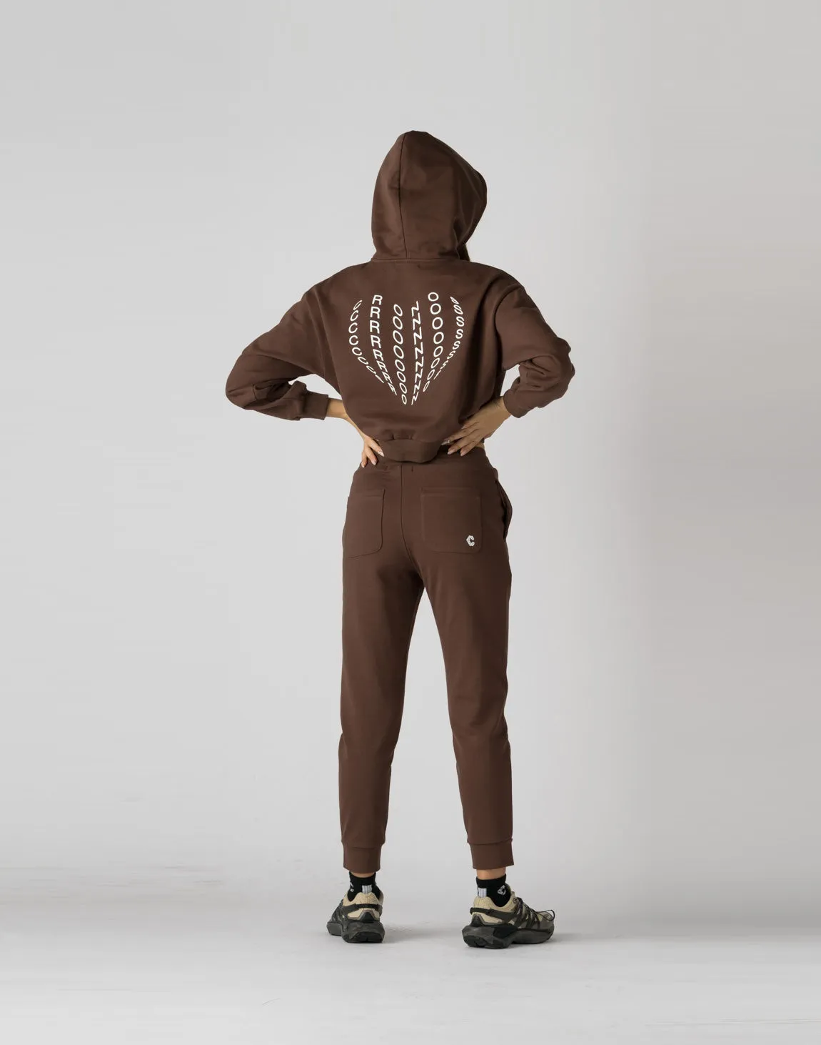 CRONOS WOMEN HEART LOGO SWEAT PANTS【BROWN】