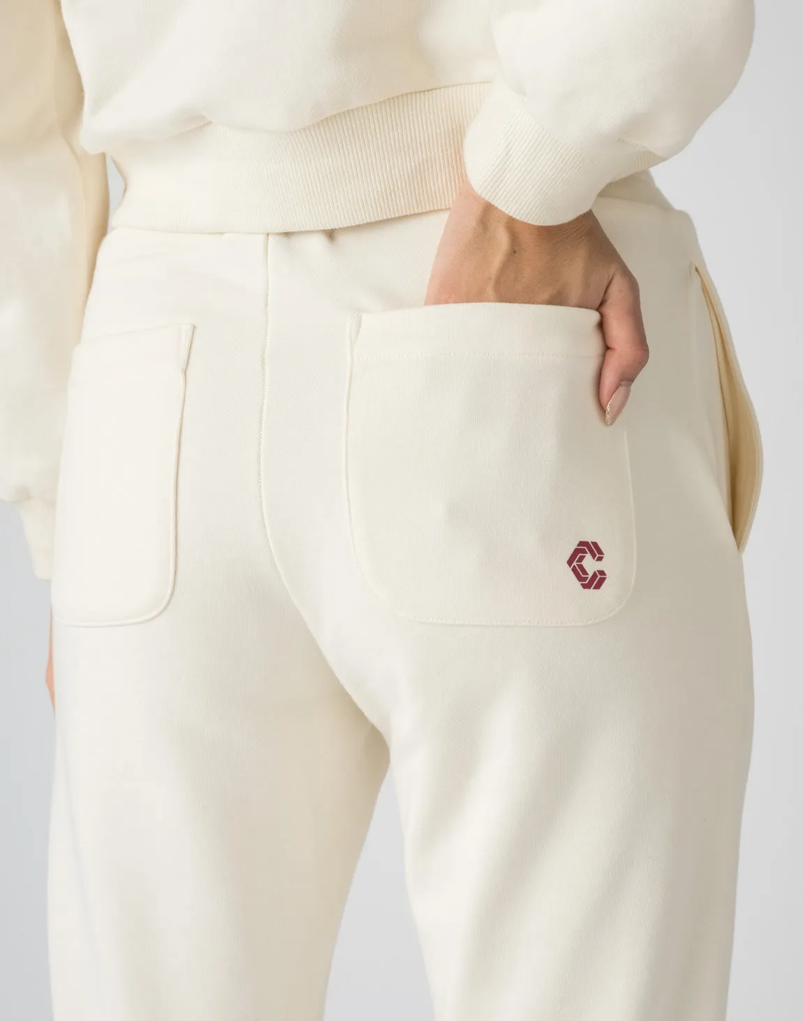 CRONOS WOMEN HEART LOGO SWEAT PANTS【BROWN】