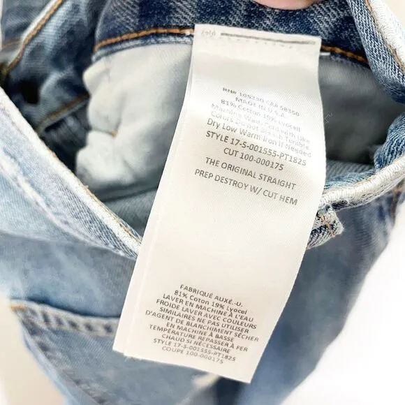 Current Elliott The Original Straight Leg Jeans Distressed Raw Hem Crop Size 25