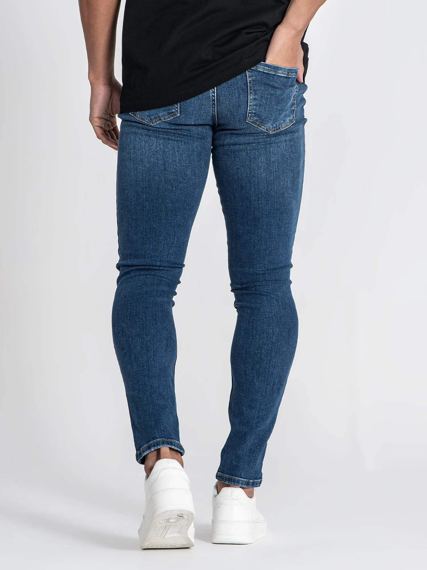 Dark Blue Core Ripped Slim Fit Jeans