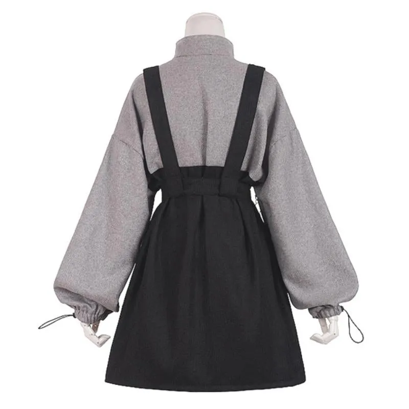 DARK CHAIN WHALE PATTERN SWEATSHIRT DRESS UB2543