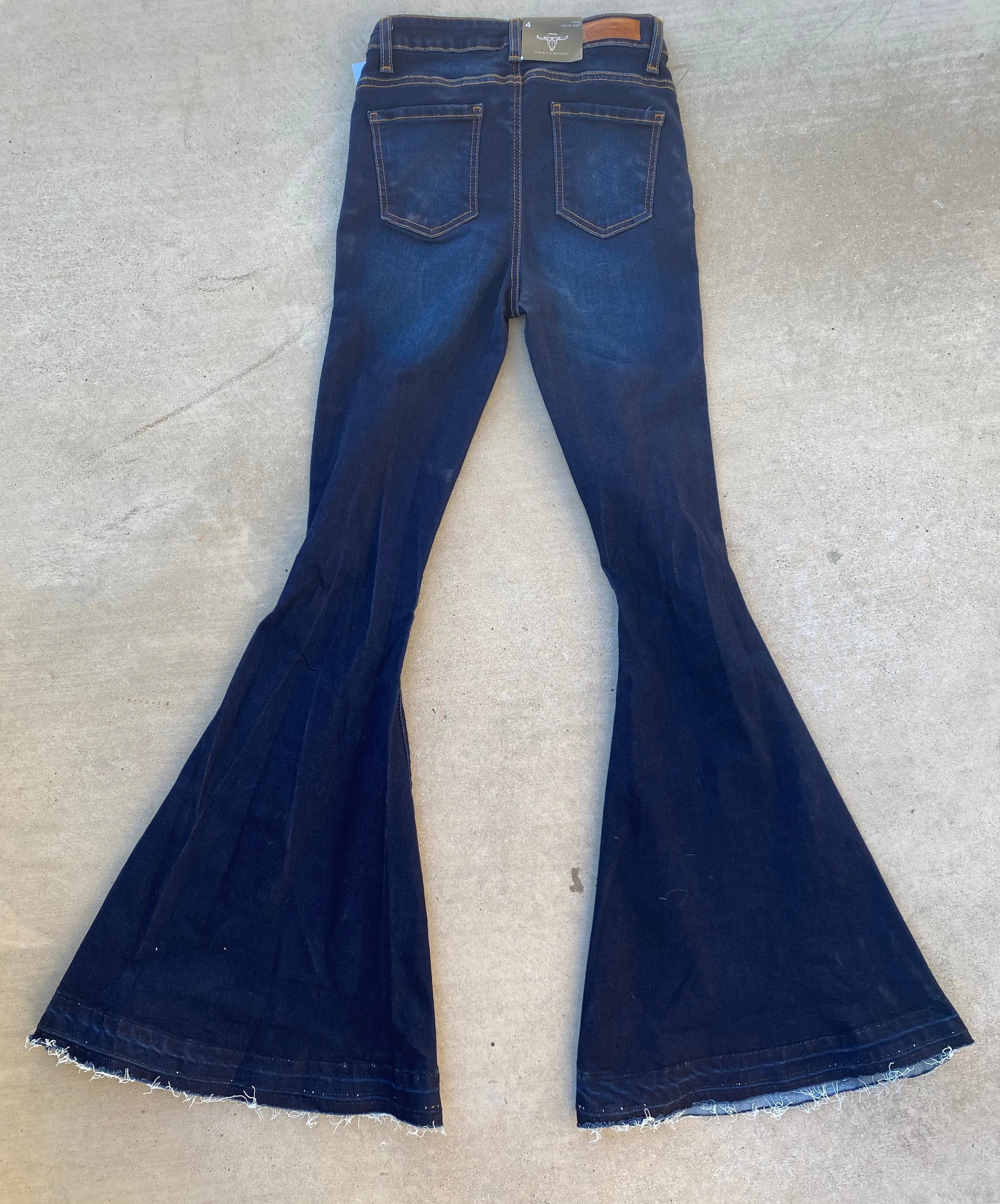 Dark Wash Distressed Flares