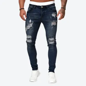 Dark Wash Ripped Skinny Denim Jeans