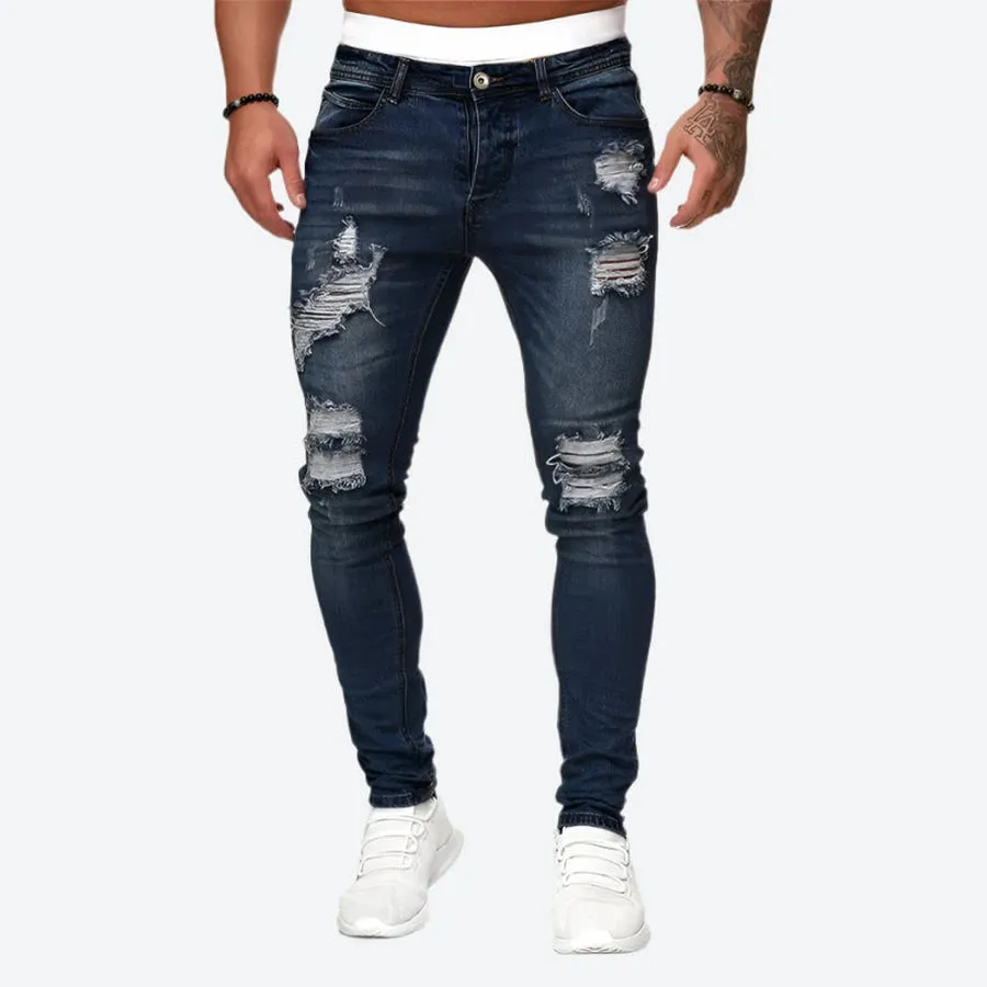 Dark Wash Ripped Skinny Denim Jeans