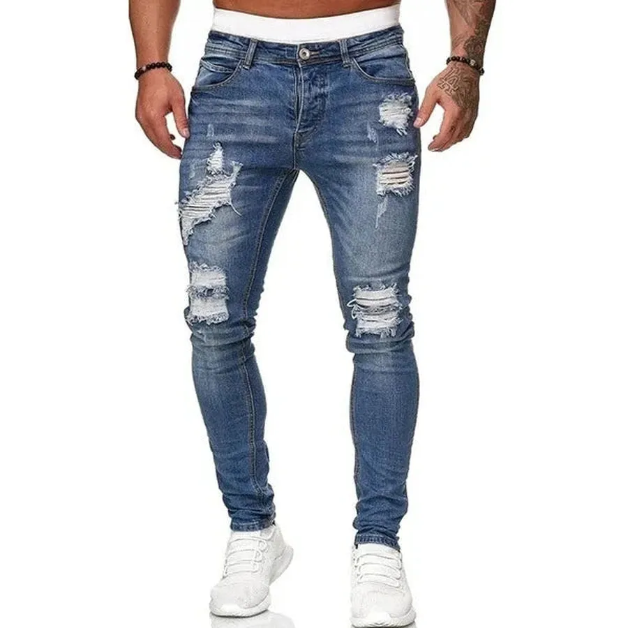 Dark Wash Ripped Skinny Denim Jeans