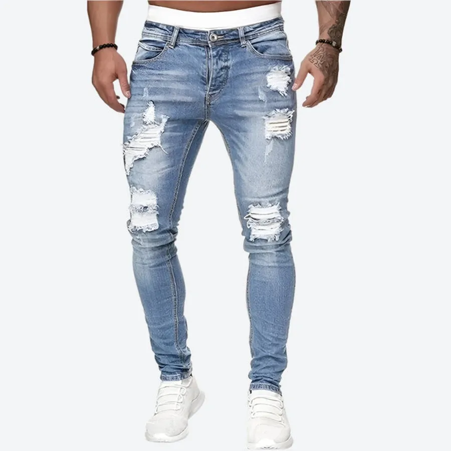 Dark Wash Ripped Skinny Denim Jeans