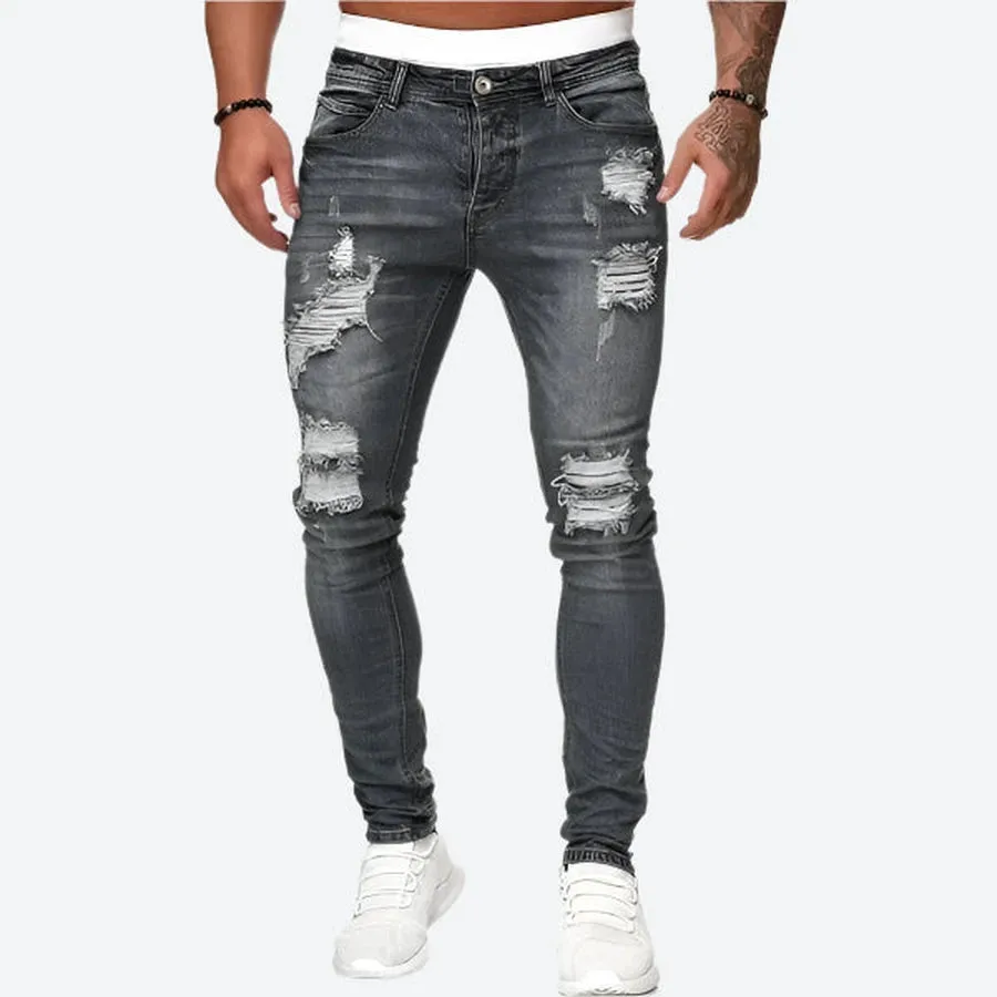 Dark Wash Ripped Skinny Denim Jeans