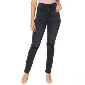 DG2 by Diane Gilman Women's Virtual Stretch Destructed Skinny Jeans