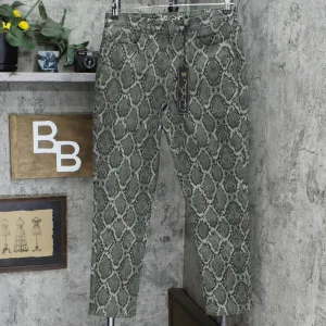 DG2 by Diane Gilman  Womens Virtual Stretch Skinny Jean Olive Python Green 12