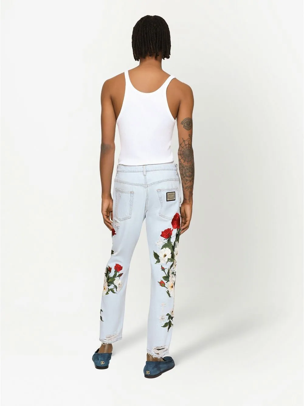Dolce & Gabbana distressed floral-print jeans