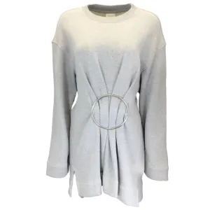 Dries Van Noten Grey / Silver Ring Detail Long Sleeved Cotton Sweatshirt Dress