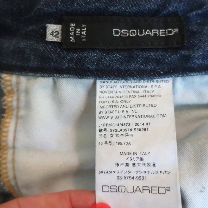 Dsquared2 Distressed Jeans Indigo Wash Cotton Size 42