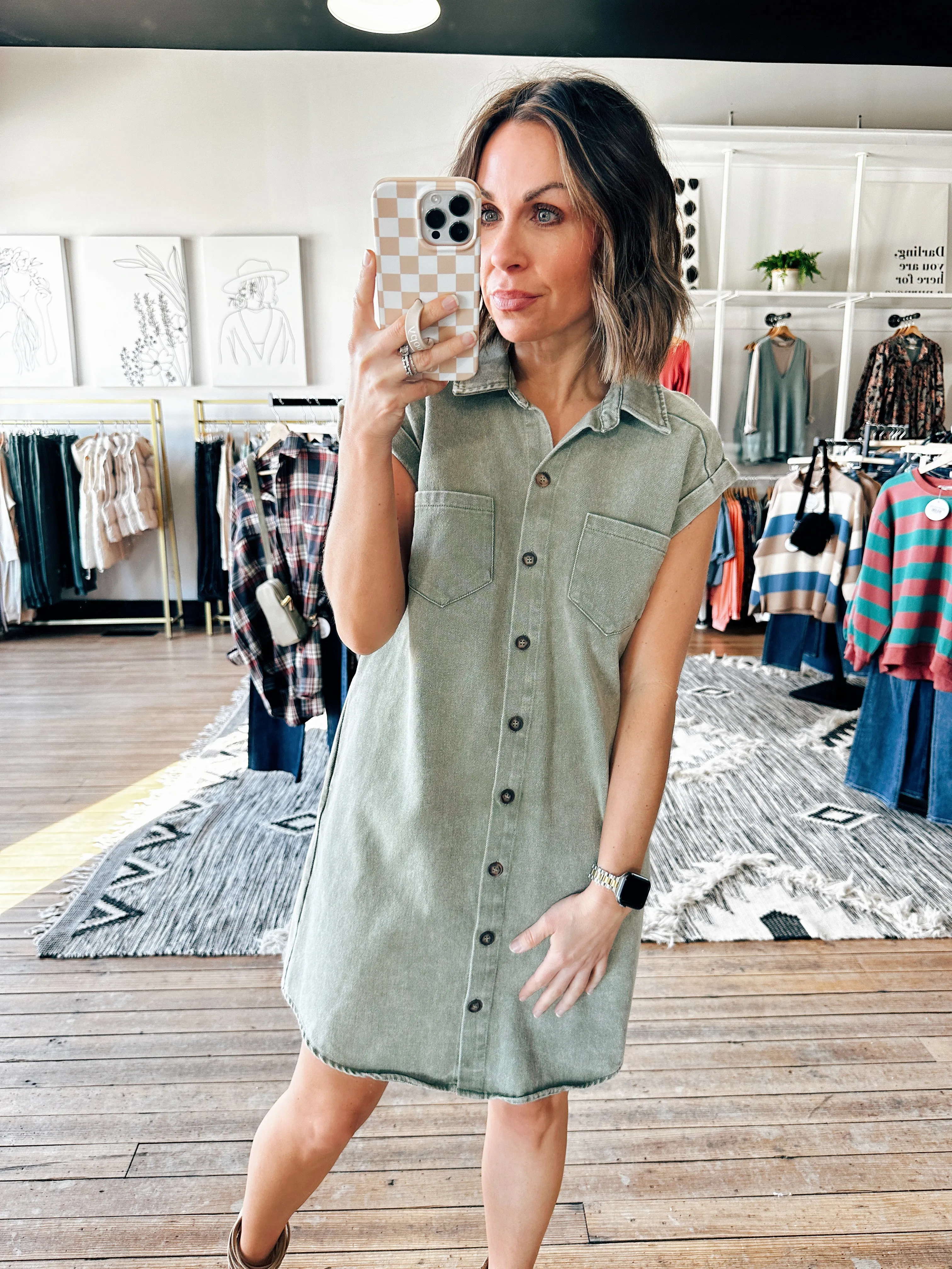 Dune Twill Shirt Dress-2 Colors