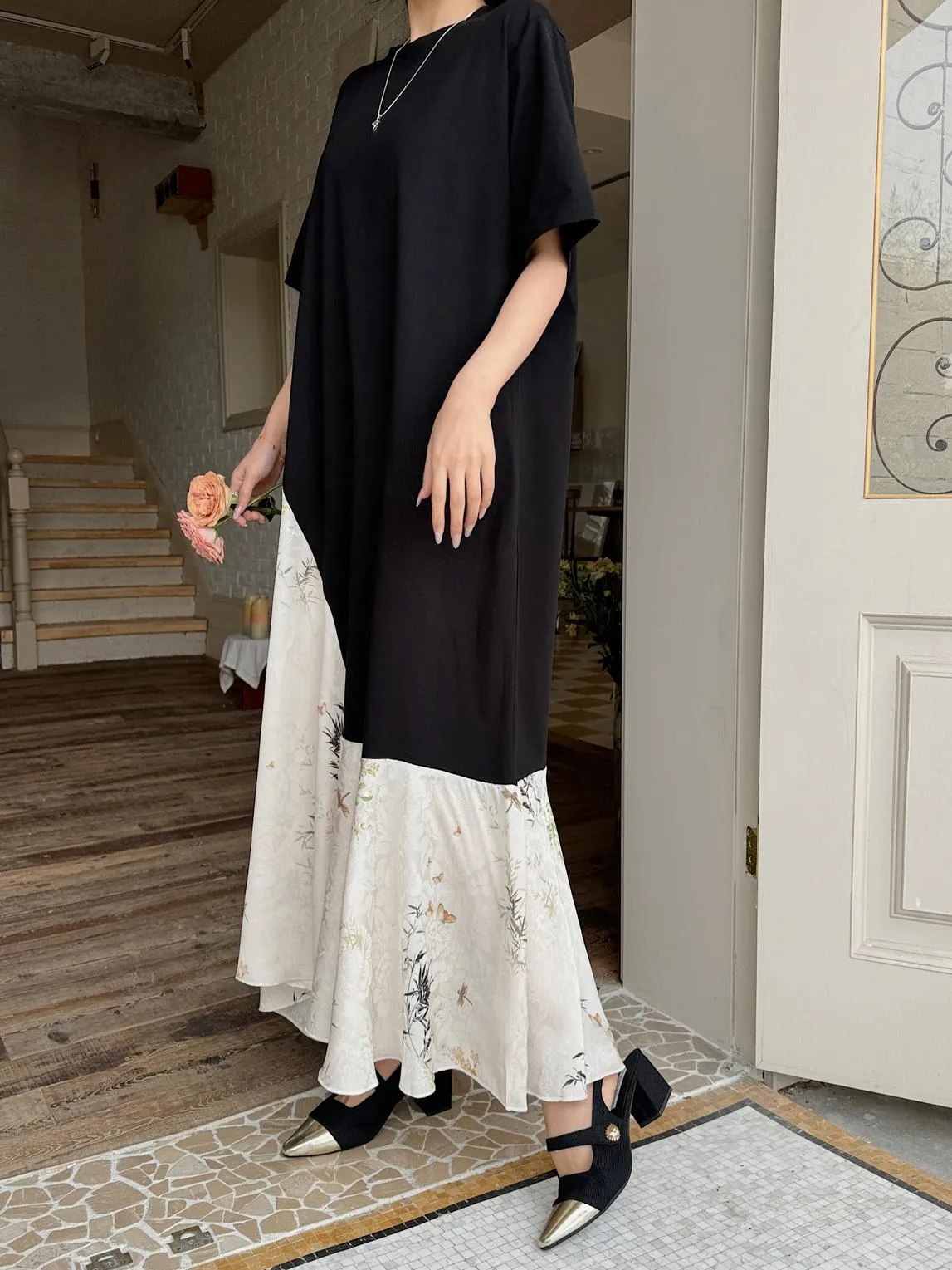 Elegant Faux Two-Piece T-Shirt Dress for Women