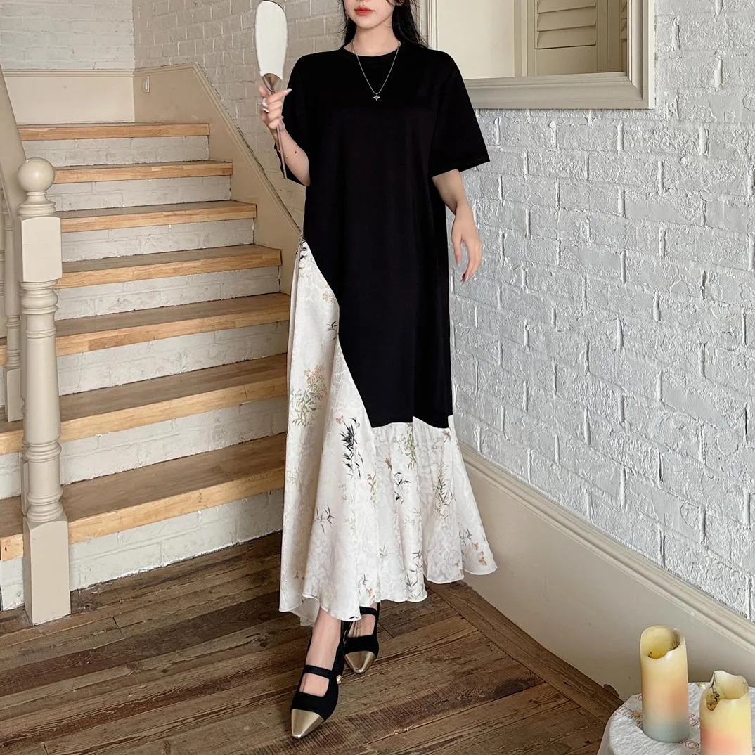 Elegant Faux Two-Piece T-Shirt Dress for Women