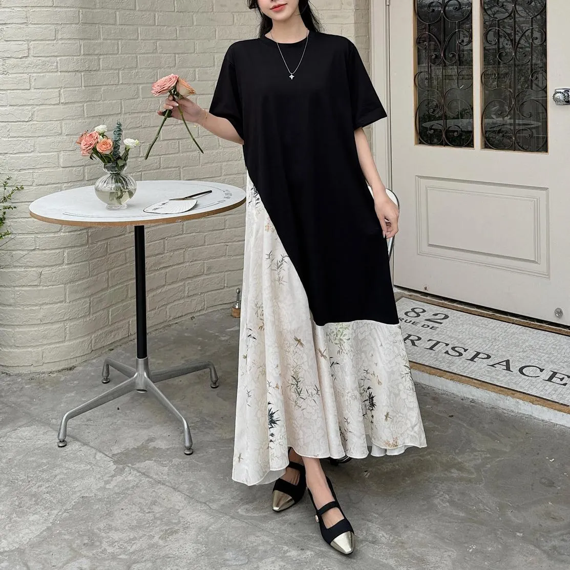 Elegant Faux Two-Piece T-Shirt Dress for Women