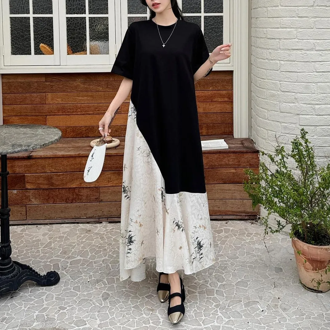 Elegant Faux Two-Piece T-Shirt Dress for Women