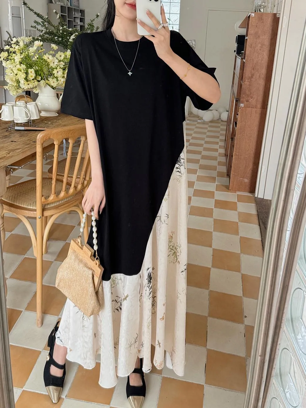 Elegant Faux Two-Piece T-Shirt Dress for Women
