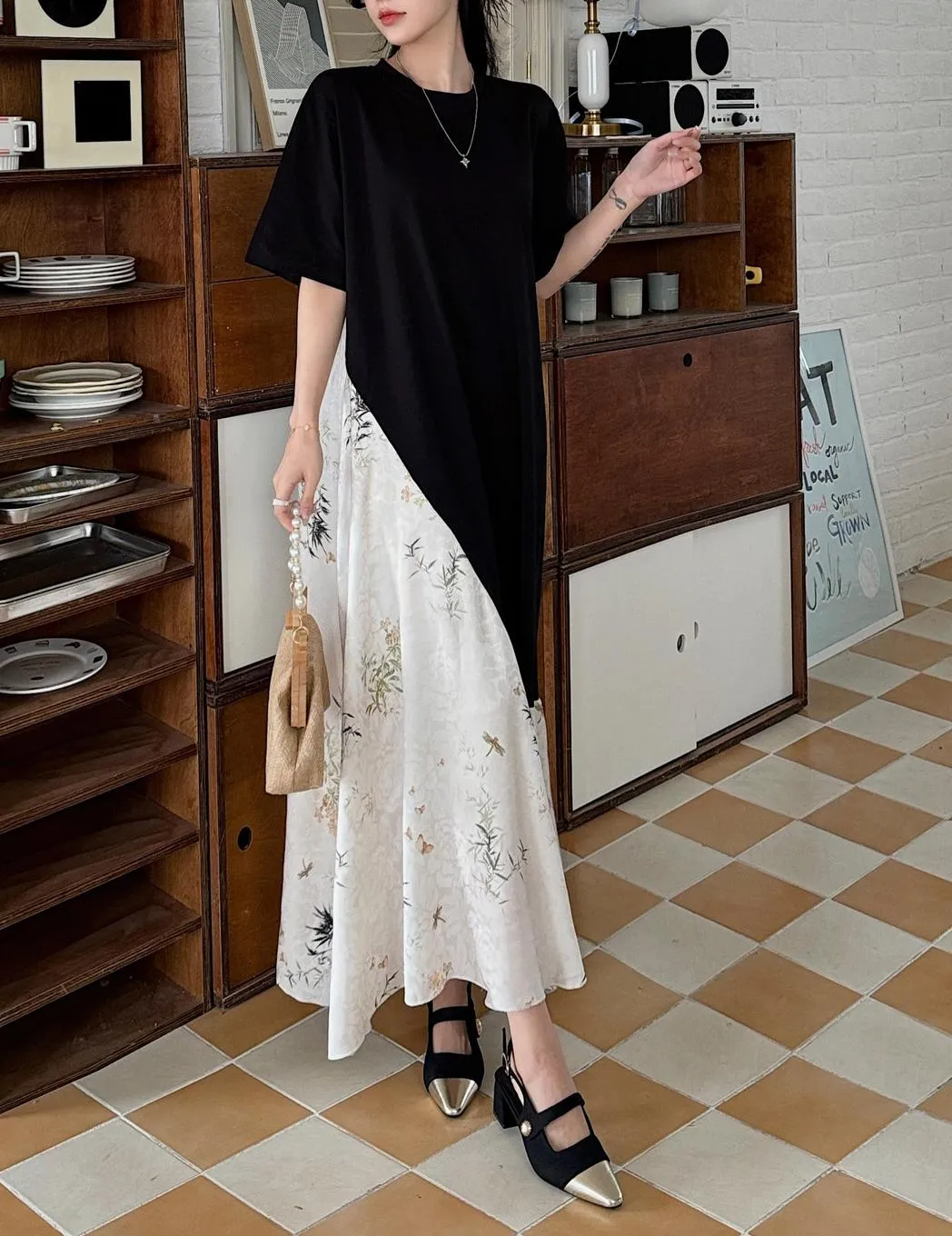 Elegant Faux Two-Piece T-Shirt Dress for Women