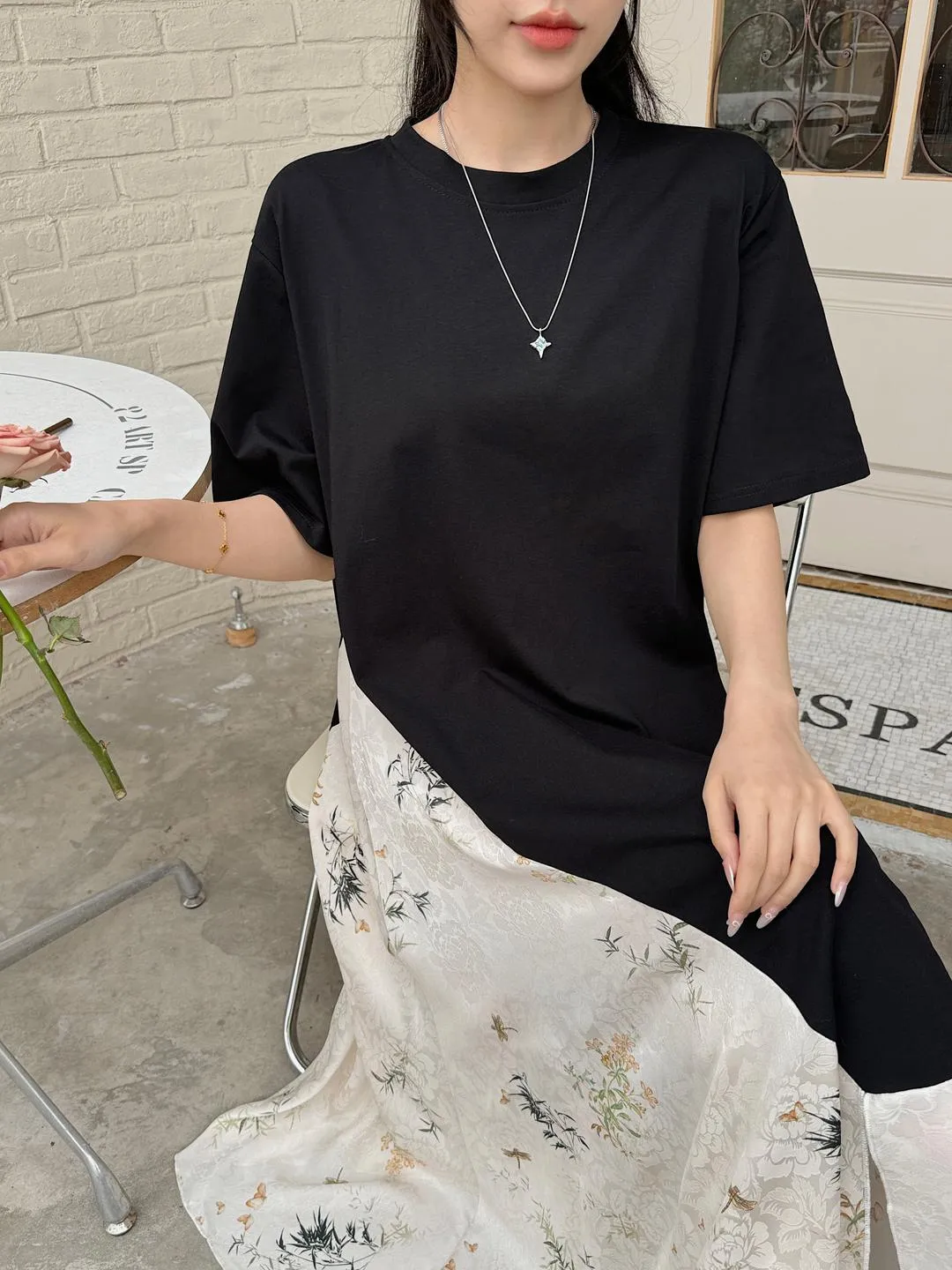 Elegant Faux Two-Piece T-Shirt Dress for Women
