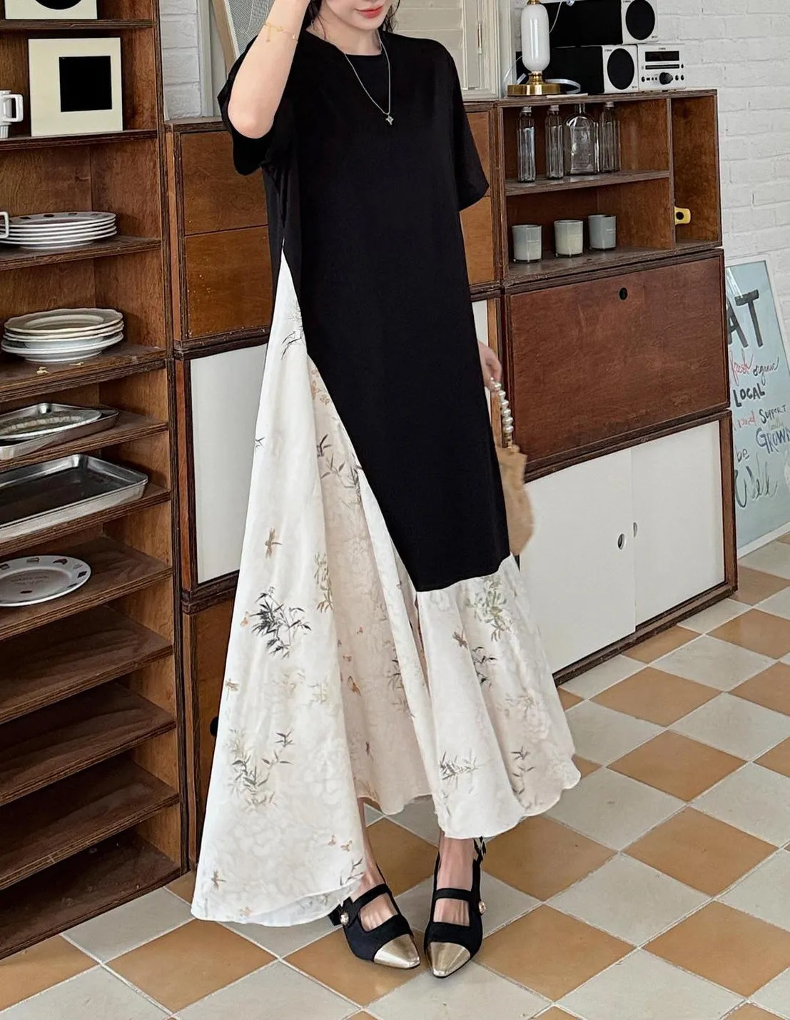 Elegant Faux Two-Piece T-Shirt Dress for Women