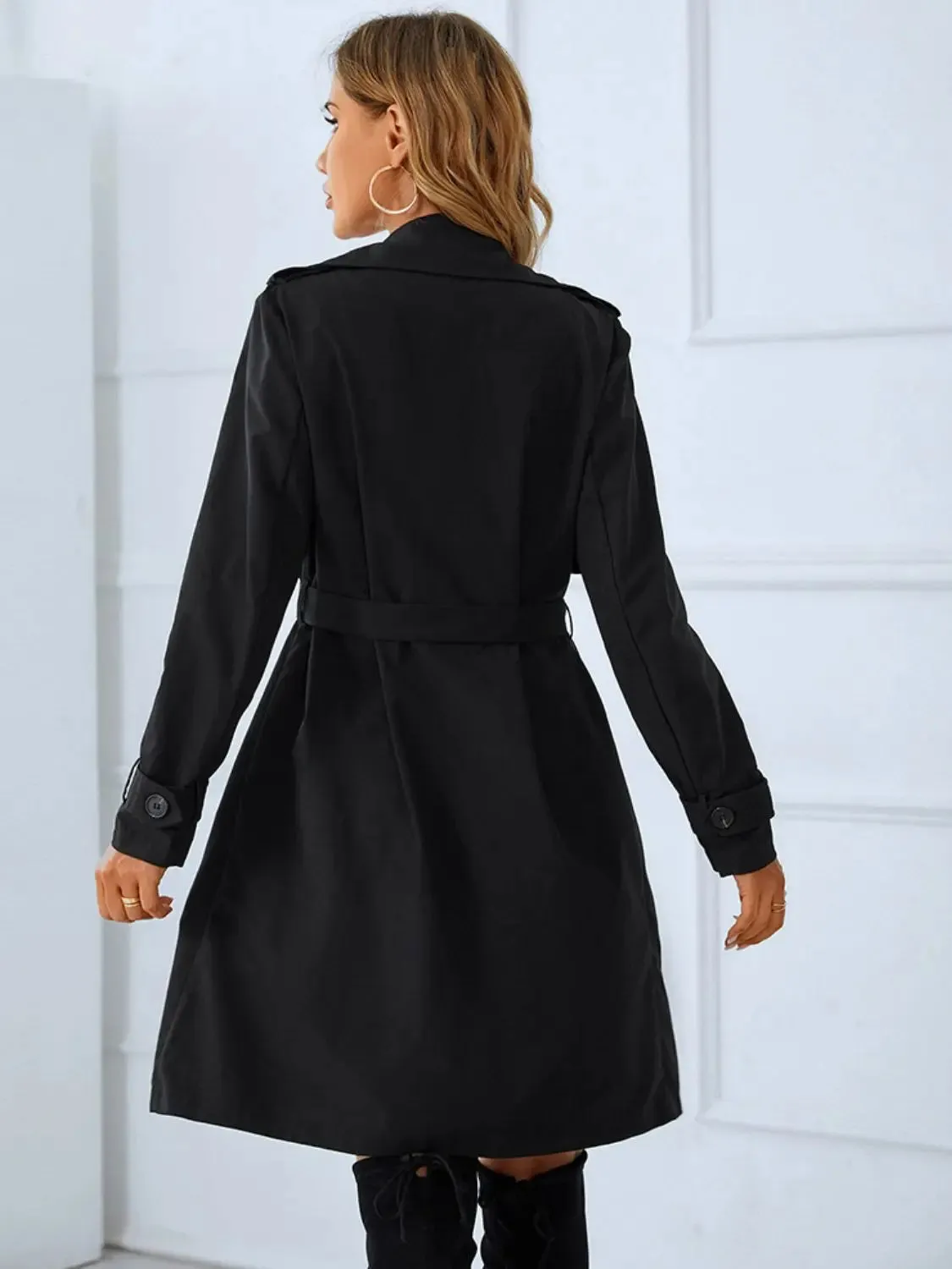 'Endellion' Black Double Breasted Trench Coat