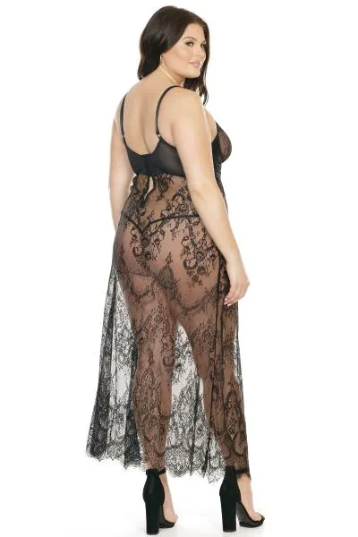 Eyelash Lace Gown - Black -