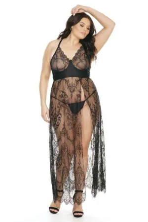 Eyelash Lace Gown - Black -