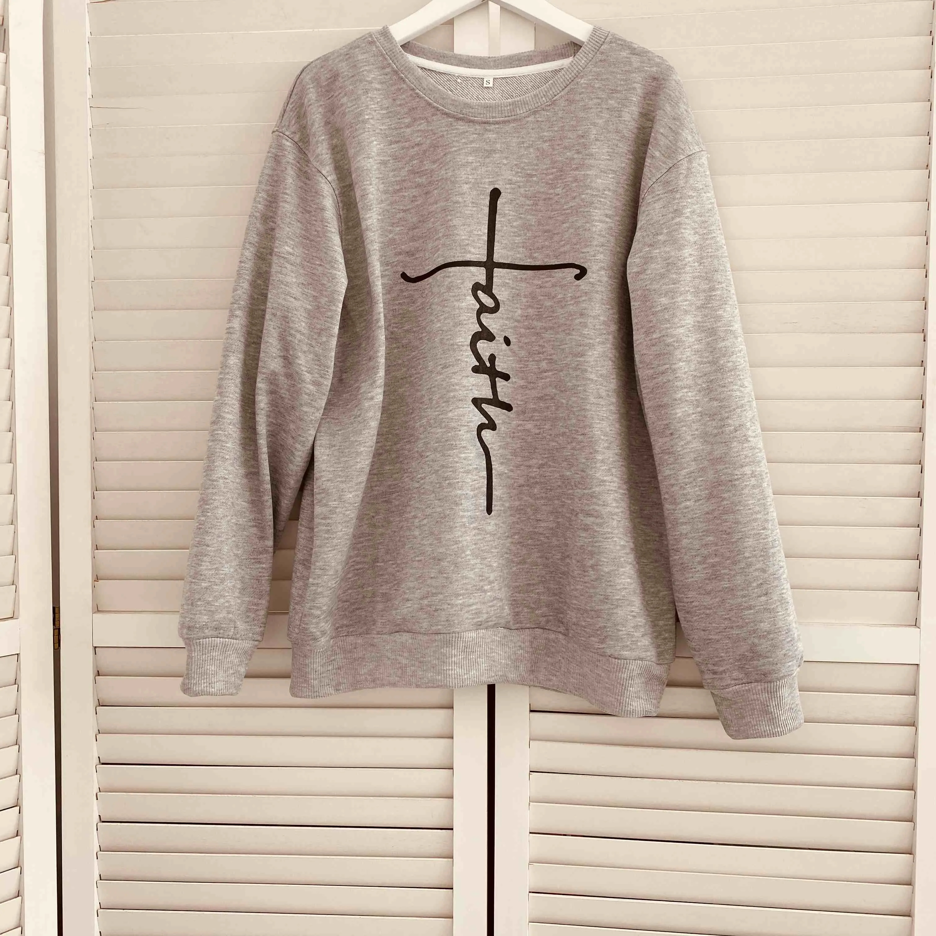 Faith Print Long Sleeve Sweatshirt & Pants Set