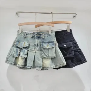Fashion Personality Denim Little Short Mini Jeans flared Skirt