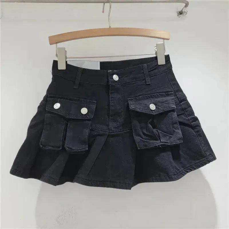 Fashion Personality Denim Little Short Mini Jeans flared Skirt