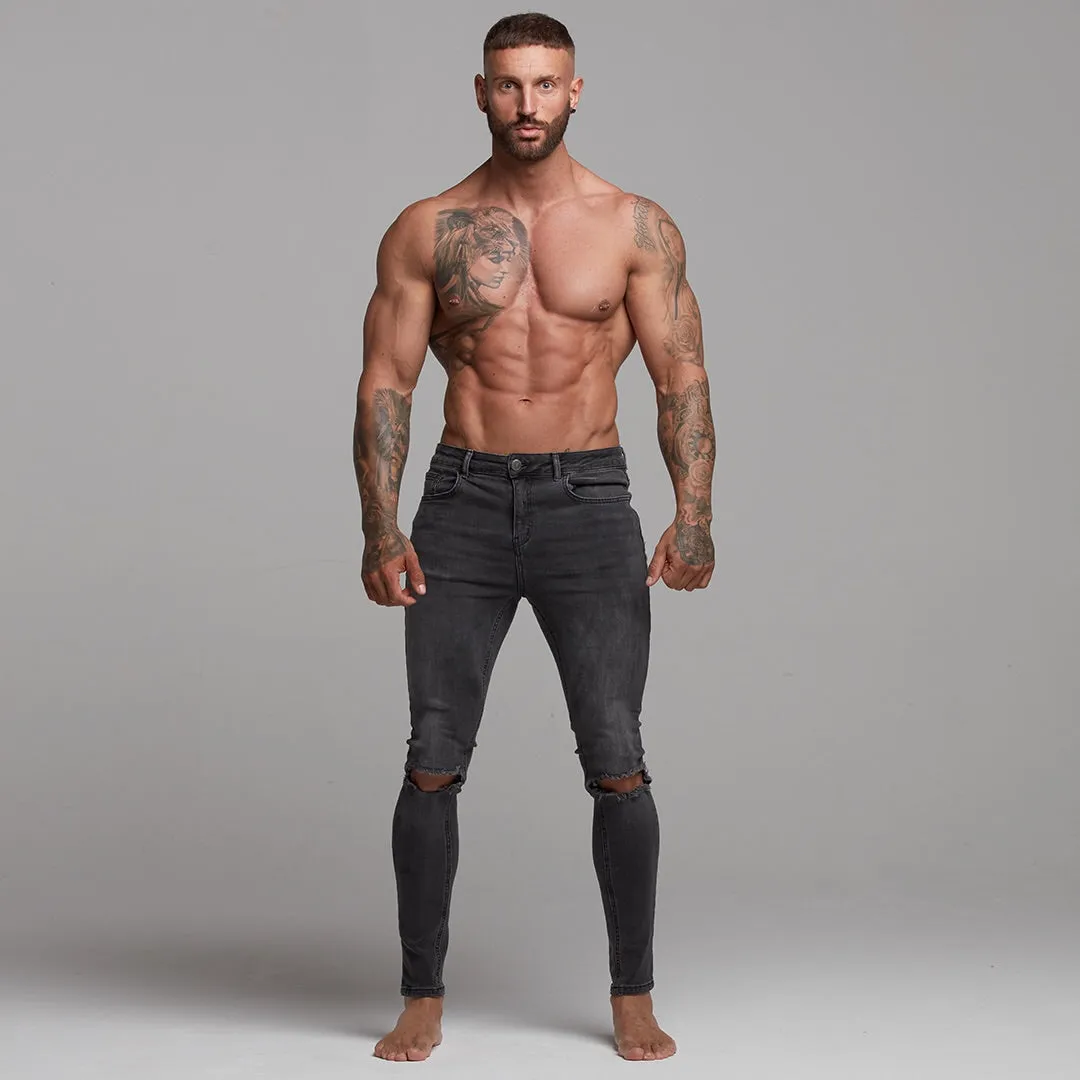 Father Sons Stretch Washed Black Ripped Tapered Ankle Skinny Jeans - FSH227
