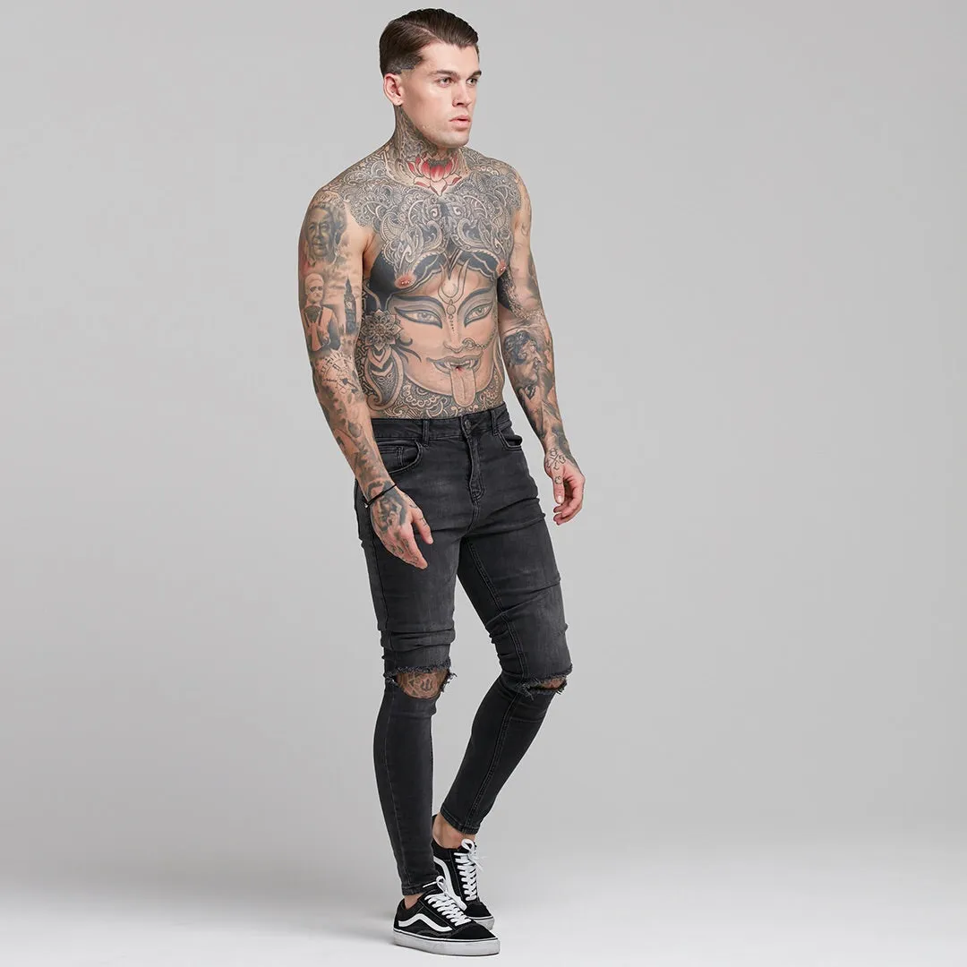 Father Sons Stretch Washed Black Ripped Tapered Ankle Skinny Jeans - FSH227