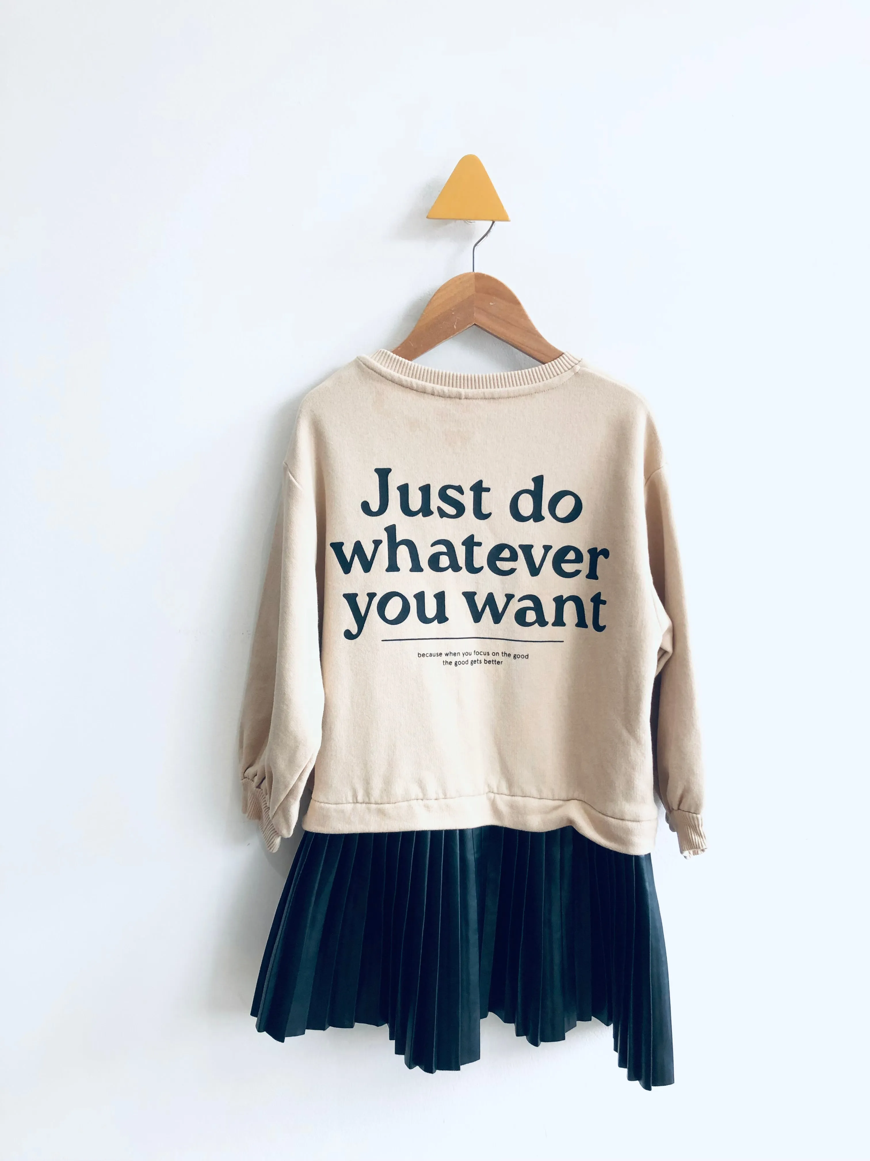 Faux Leather Skirted Sweatshirt Dress // 4-5Y