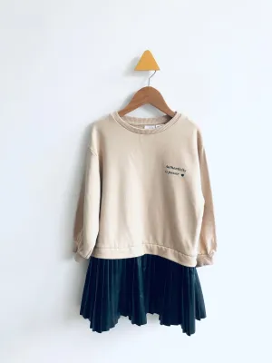 Faux Leather Skirted Sweatshirt Dress // 4-5Y