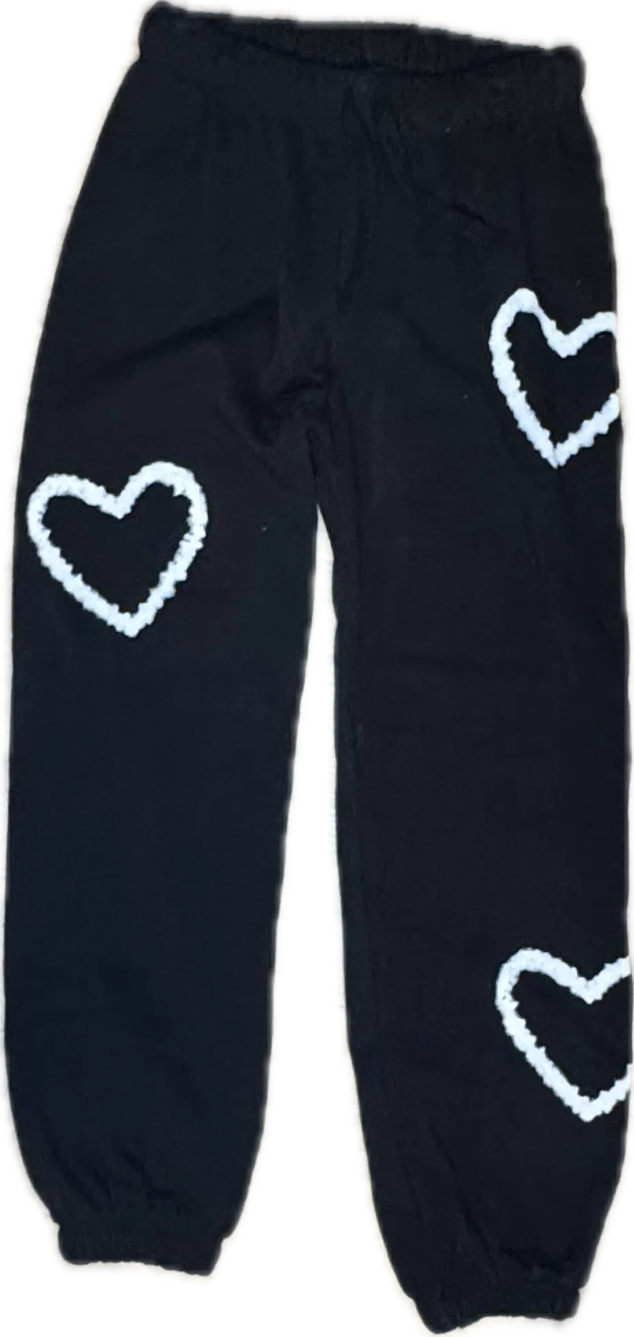 FLOWERS BY ZOE- White Hearts Sweat Pants (black)