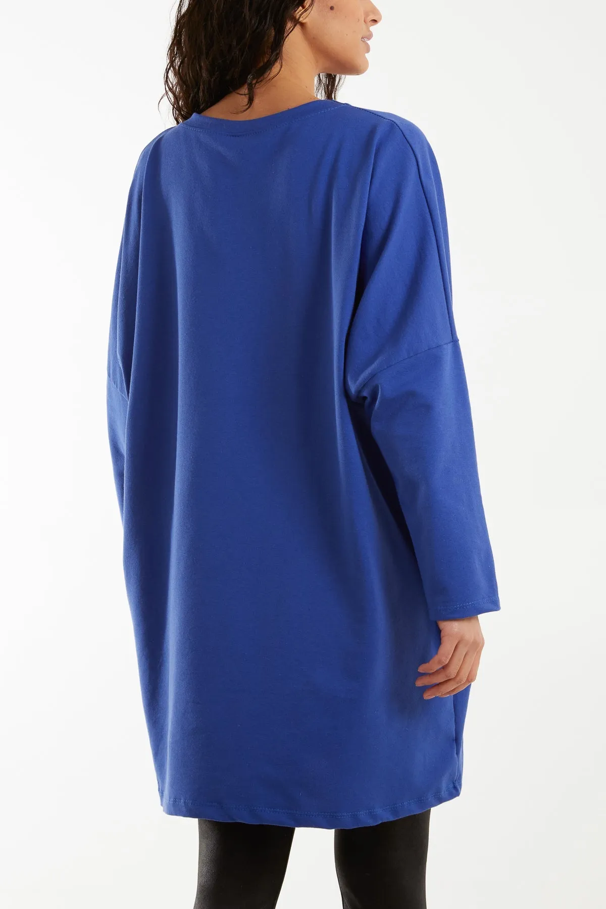 Foil Star Side Pockets Sweatshirt Dress
