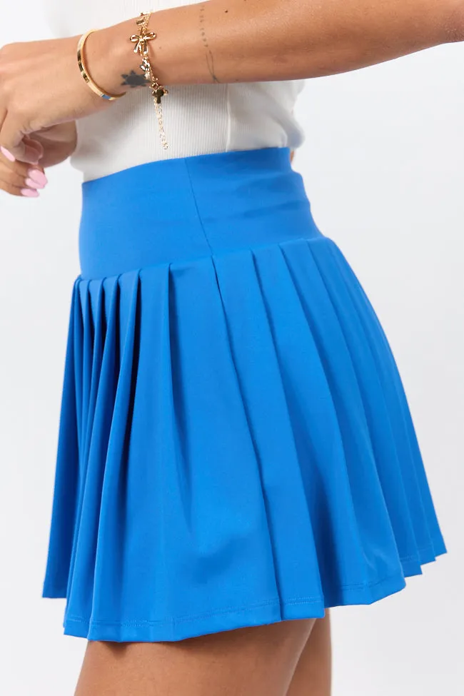 For The Win Cobalt Blue Pleated Tennis Skirt