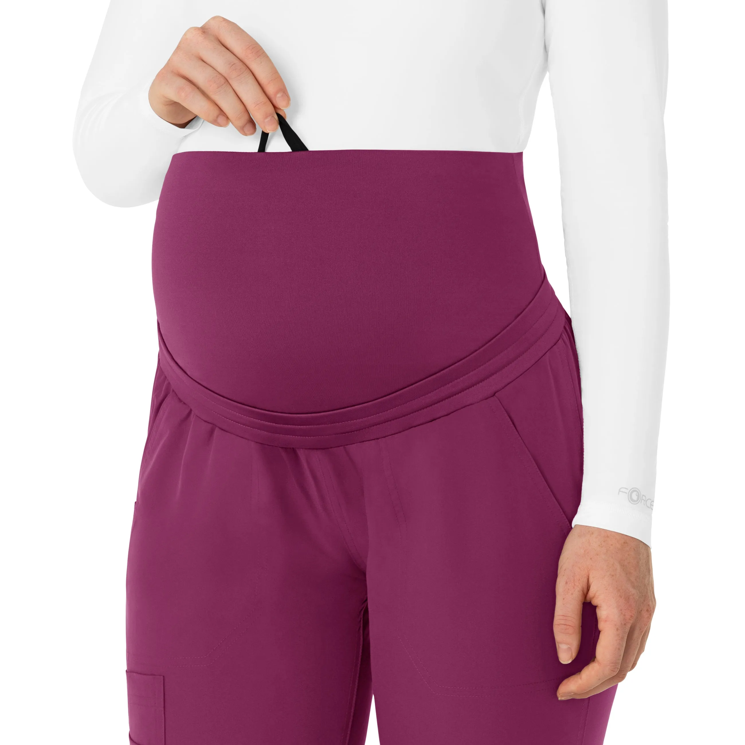 Force Essentials C54113 Maternity Jogger Scrub Pants Wine