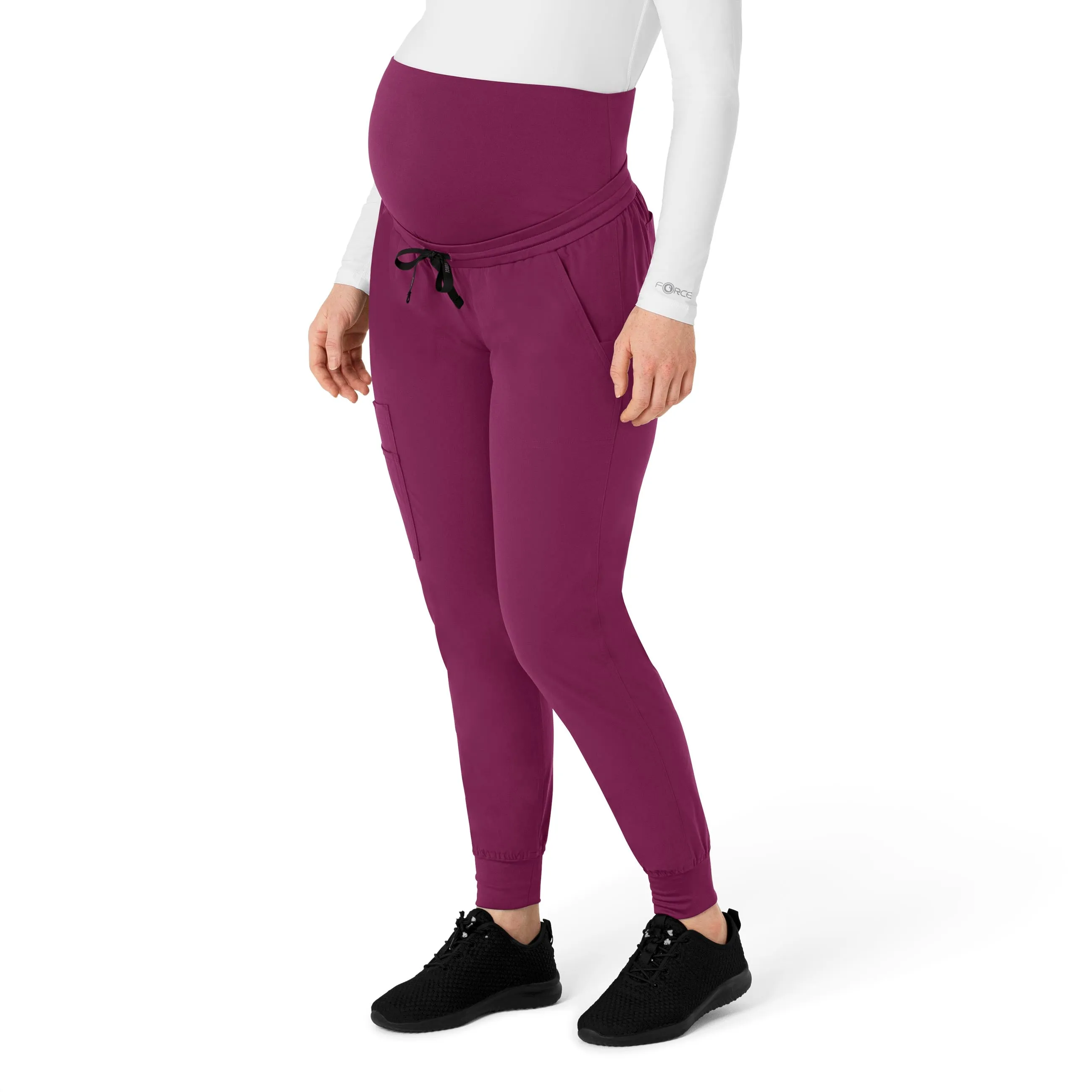 Force Essentials C54113 Maternity Jogger Scrub Pants Wine